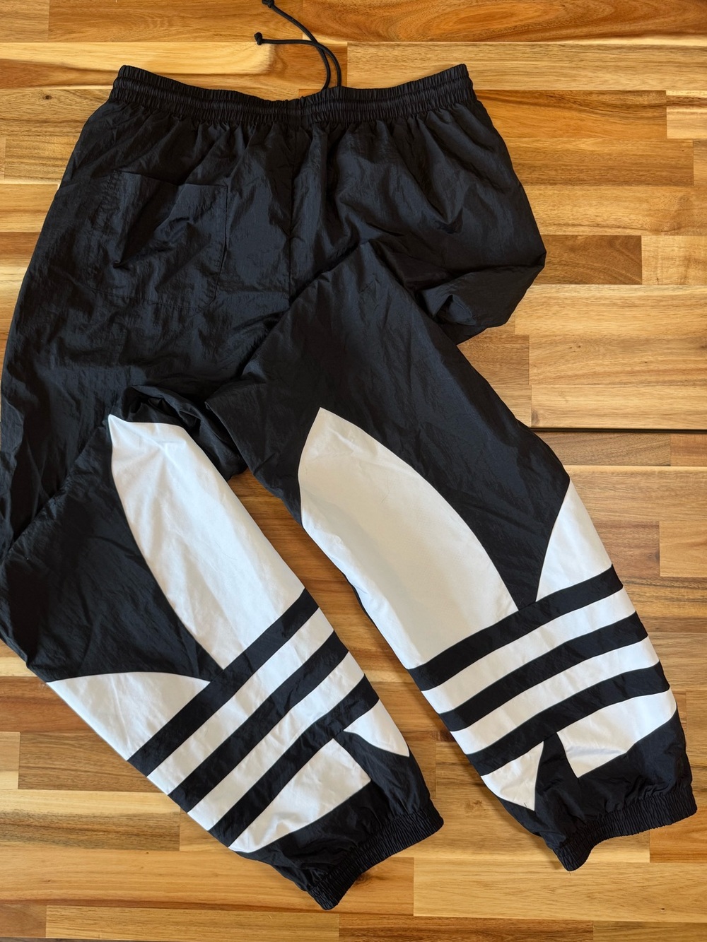 Adidas Originals Large Logo Track Pants Black White Nylon Joggers L Like New